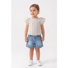 Mini Baray Kız Çocuk Fırfır Kollu Pamuklu Yazlık Şortlu Ikili Takım (2-5 Yaş)