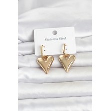 Tios Shop Krm 316L Çelik Gold Renk Kalp Modelli Kadın Küpe Krm