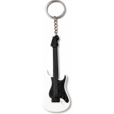 Major Hobi Beyaz Elektro Gitar Anahtarlık  3D Baskı Müzik Temalı Dekoratif Anahtarlık - 10 Adet