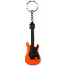 Major Hobi Elektro Bas Gitar Anahtarlık Müzik Temalı Dekoratif Çanta Aksesuarı - Turuncu - 10 Adet