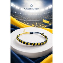 Crystal Atelier Sarı Lacivert Makrome Taraftar Bileklik El Örgüsü Ayarlanabilir Unisex