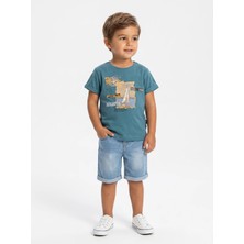 Mini Baray Erkek Çocuk Yazlık Pamuk Tişört ve Denim Kot Şort Ikili Takım (2-5 Yaş)