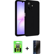 Pileli Store Pilelistore™ Galaxy A07 4g Kılıf Kozmos Yansıma Özel Seri - Siyah 3D Antistatik Hayalet Cam Ekran Koruyucu + Raze Metal Kamera Lens - Gs