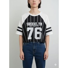 Nazlı Giyim Kadın Crop Tişört Salaş Basic Baskılı Tshirt