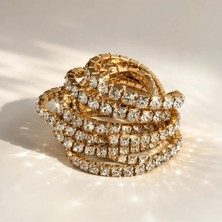 Nergis Collection Premium Full Taşlı Gold Bileklik Seti – 9’lu Işıltılı Kombin