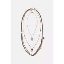 Nergis Collection Vintage Saat Detaylı Katmanlı Kolye