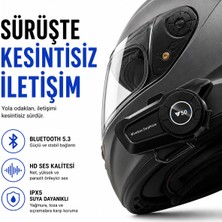 TeknolojiSA V50 Bluetooth 5.3 Motosiklet Kask Interkomu | Hd Ses, Ipx5 Suya Dayanıklı, Kablosuz Kulaklık