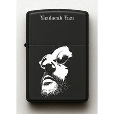 UltraMint Leon Desenli Kişiye Özel Siyah Metal Benzinli Çakmak