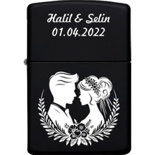 UltraMint Kişiye Özel Siyah Metal Benzinli Çakmak, Sevgililer Için Özel Tasarım