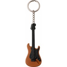 Major Hobi Bas Gitar Anahtarlık  Kahverengi Elektro Gitar Tasarımlı 3D Baskı Anahtarlık