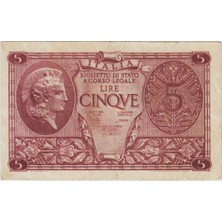 Banknoting Italya 5 Liret 1944 Çok Çok Temiz.