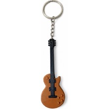Major Hobi Gitar Anahtarlık  Elektro Gitar Tasarımlı 3D Baskı Müzik Temalı Anahtarlık Kahverengi