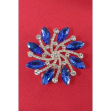 Keeba Spiral Nebula Broş Safir Tonlu Pırlanta Kesim Taşlı Gold Renkli Kadın Yaka Iğnesi