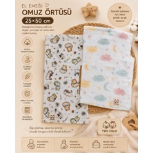 Two Child Two Chıld El Emeği Müslin Omuz Örtüsü 25X50 cm 2'li Set Gaz Çıkarma Bezi Emzirme Omuz Bezi Bebek Omuz Örtüsü