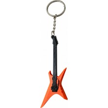 Major Hobi Metal Gitar Anahtarlık  Rock Gitar Tasarımlı 3D Baskı Müzik Anahtarlığı - Turuncu