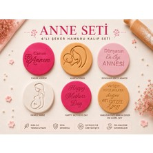 Studio Aslan Design 6’lı Anne Temalı Şeker Hamuru Kalıp Seti | Anneler Günü Fondant Baskı Mührü ve Kurabiye Kalıbı Seti