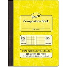 Uravas Store Pacon Çift Çizgili Kompozisyon Kitabı, Sarı, 1/4" Izgara &amp; 3/8" Geniş Çizgili 9-3 ⁄4&