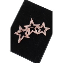 Keeba Dilek Kılavuzu Üç Yıldızın Işıltılı Yolu Rose Gold Broş Taşlı Yıldızlı Erkek Kadın Yaka Iğnesi