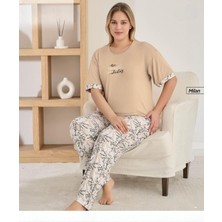 Pijamoni Kadın Milan Büyük Beden Bisiklet Yaka Kısa Kol Ince Pijama Takımı 7665/3B - 1 Adet