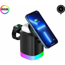 Raylax 15W 3in1 Kablosuz Şarj Standı Aircharger Quattro Magsafe Iphone+Applewatch+Airpods Şarj