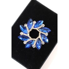 Keeba Komet Işığı Broş Safir Tonlu Pırlanta Kesim Taşlı Gold Renkli Kadın Yaka Iğnesi