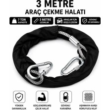 Vi Caro Çantalı 3 Metre 10 mm Araç Çekme Halatı 7 Ton Çelik Çekme Halatı 2 Adet Vidalı Karabinalı