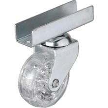 TeknoKapsül 327 - 50X20 mm Şeffaf Makaralı Uzun U Tablalı Teker 4 Adet