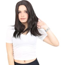 TeknoKapsül Kahkülsüz Fiber Sen Orta Boy Düz Peruk / Kahverengi