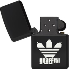 UltraMint Graffiti Desenli Siyah Çakmak BLL3600 Şık ve Modern Tasarım