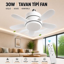 Raylax Tavan Vantilatörü 30W LED 3 Renk Modu ve 3 Hız Modu Kumandalı Tavan Vantilatörlü Sogutucu LED Ampul