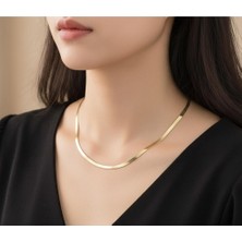 BURADABULDUN Yassı Balık Sırtı Zincir Kolye 50 cm - Gold Renk