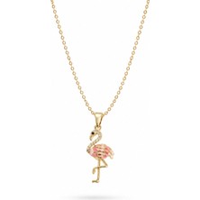 Serelya 316L Çelik Zincir Gold Renk Flamingo Model Kadın Kolye