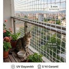 Güneybey File Kedi Balkon Filesi | 4 x 2 Metre | Beyaz | 3 mm Ip, 4x4 cm Göz Açıklığı