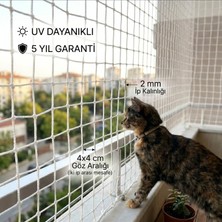 Güneybey File Kedi Balkon Filesi | 2,5 x 2 Metre | Beyaz | 2 mm Ip, 4x4 cm Göz Açıklığı