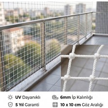 Güneybey File Balkon Filesi | 1,5 x 5 Metre | Beyaz | 6 mm Ip, 10X10 cm Göz Açıklığı