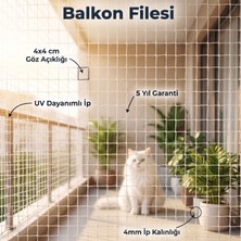 Güneybey File Balkon Filesi | 1,5 x 7 Metre | Beyaz | 4 mm Ip, 4x4 cm Göz Açıklığı