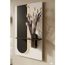 Serengeti Art Okaliptus Ahşap Pilli Ledli Iskandinav Tarzı Salon Duvar Rafı Modern Çiçeklik 40 x 72 cm