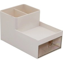 Uravas Store Tek Çekmeceli̇ + 3 Bölmeli̇  Plasti̇k Makyaj - Taki Organi̇zer 16X9.5CM - Y: 5--9.5cm (5047)