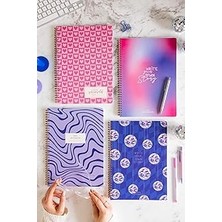 Uravas Store Paperora A4 Spiralli Karton Kapak 4'lü Set Kareli Okul Defteri 80 Yaprak - Ders Programlı Mavi