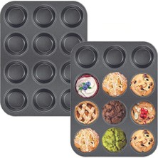 Eco Lounge 2'li Set Muffin Kalıbı 12LI Fırın Mini Kek Browni Kekstra Kalıbı Cupcake  Ülü