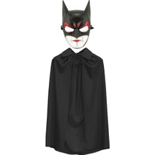 Eco Lounge Batman Maskesi Cat Woman ve Batman Pelerini 90 cm Siyah Renk Set