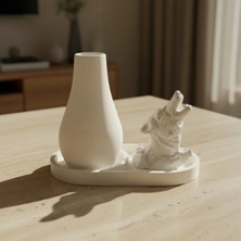 Canseb Elegance 3lü Bozkurt Heykeli ve Vazo Seti Premium Set