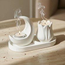 Canseb Elegance 3'lü Ay Mumluk ve Çiçek Mumluk (Mumlar Hediye) Premium Set - Dekoratif Set - Pinterest - Bohem - Iskandinav Tarzı - Vazo - Dekoratif Vazo - Obje - Biblo - Heykel - Hediyelik - Dekor Obje