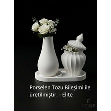 Canseb Elegance 13CM Çiçek Vazosu & 8cm Tombul Vazo Saksılık & 17CM Bölmeli Oluklu Tepsi