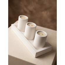 Canseb Elegance Modern 4lü Dekoratif Tabaklı Tealight Beton Mumluk Dekorasyon Hediyelik Seti (Mumlar Dahil Değildir.)