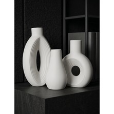 Canseb Elegance Üçlü Dekoratif Modern Beton Vazo Set (20X16X13CM) - Premium