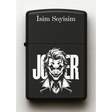 UltraMint Kişiye Özel Joker Desenli Siyah Metal Benzinli Çakmak