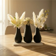 Canseb Elegance 4'lü Mat Karbon Siyah - Premium Vazo Seti - Dekoratif