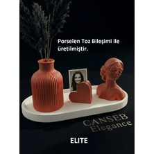 Canseb Elegance Dörtlü Kırmızı Renkli Fotoğraf Standı, Pampas Vazosu & Kız Dekoratif Obje Seti