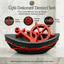 Canseb Elegance Üçlü Premium Denizci Seti - Hediyelik, Çapa, Dümen, Sandal, Kayık, Gemi